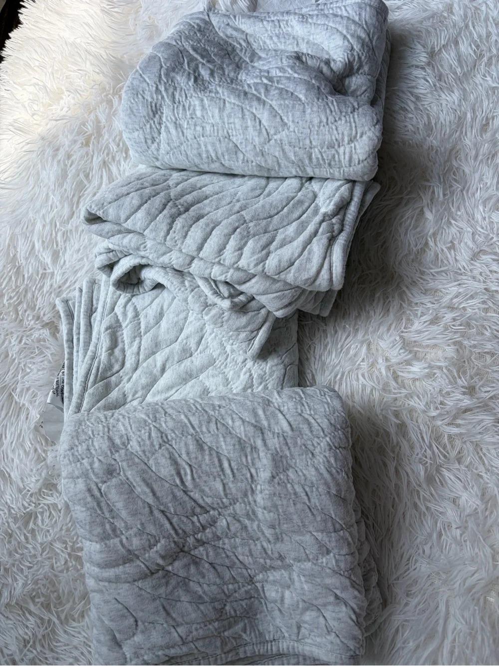 4 West elm heather gray king pillow shams waves patter cotton cloud 36”x20”